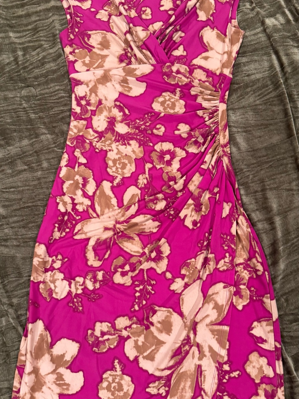 Ralph Lauren Pink Floral Maxi Dress with Beige Print
